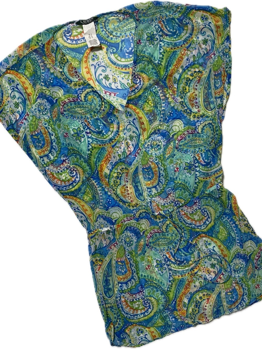 Lauren Ralph Lauren Blue Green Paisley Swim Coverup